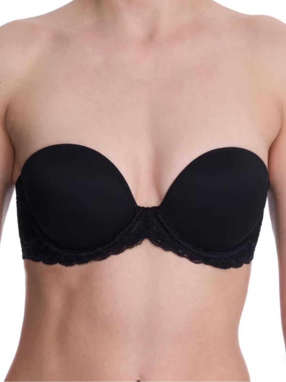 Natori Feather Black Strapless Lace Bandeau Bra Size 36 DDD